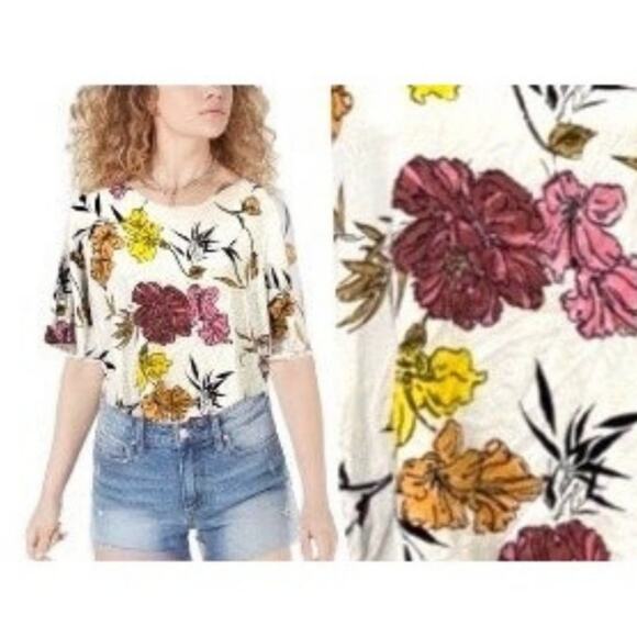 Premise  Short Sleeve Sweater / Shirt Floral Size Small - Picture 1 of 4